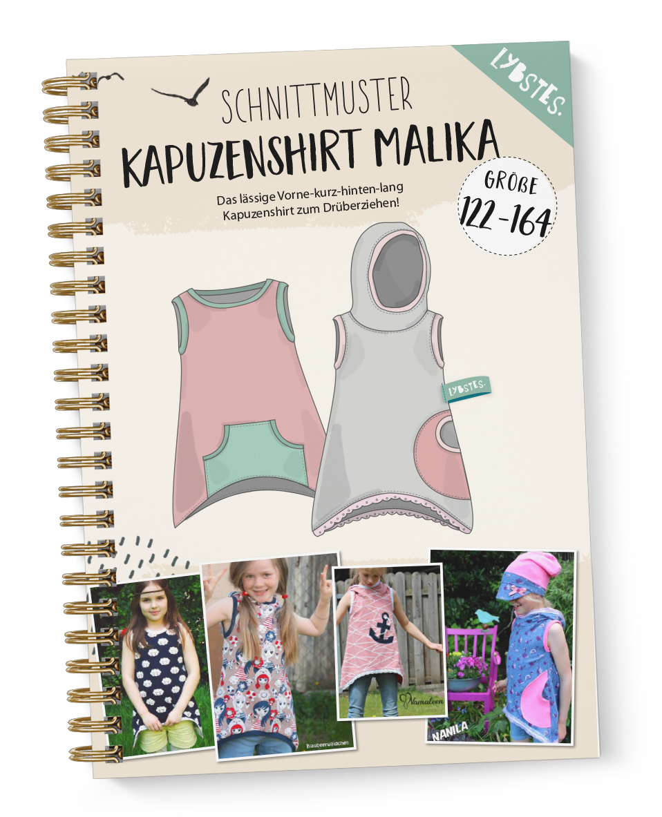 Schnittmuster: Malika Kids - Größen Kapuzenshirt 122 164 den in